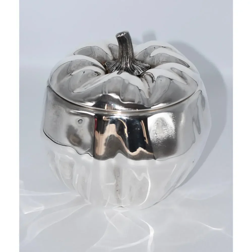 Vintage Silver Plated Pumpkin Ice Bucket by Teghini, Firenze, Italy c.1970